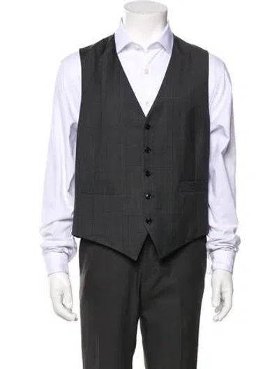 Pre-owned Hermes Plaid Print Suit Vest In Gray