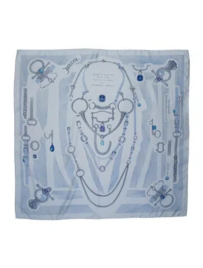 Pre-owned Hermes Planche D'etude Pour Une Parure De Gala Silk Scarf In Blue