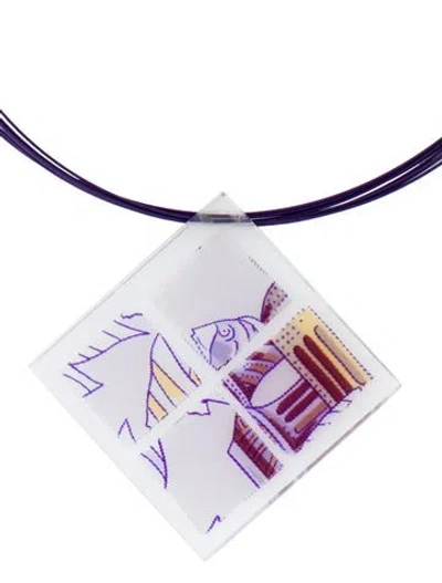 Pre-owned Hermes Plastic Bijouterie Fantaisie Pendant Necklace, 17.5" In Purple