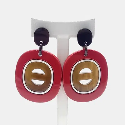 Pre-owned Hermes Hermès Plastic Horn Earrings In Multi