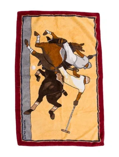 Pre-owned Hermes Playing Polo Beach Towel In Yellow