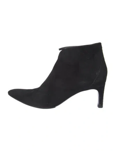 Pre-owned Hermes Pleaase Suede Boots In Black