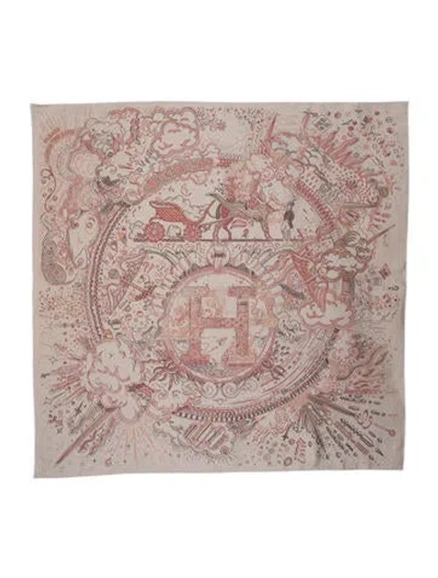 Pre-owned Hermes Please Hold The Line Silk Scarf In Neutral