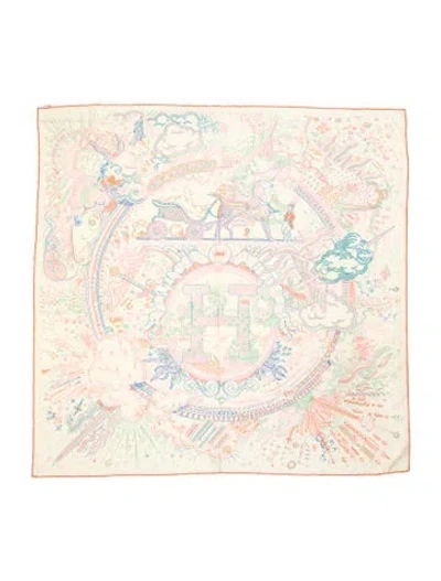Pre-owned Hermes Please Hold The Line Silk Scarf In Yellow