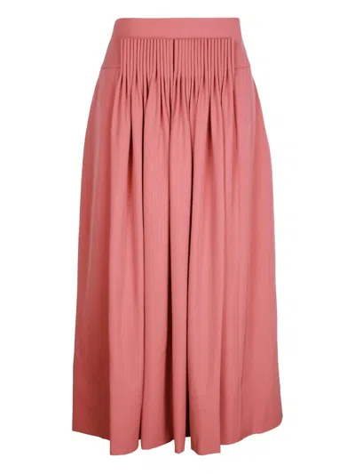 Pre-owned Hermes Pleat-detail Midi Skirt In Pink