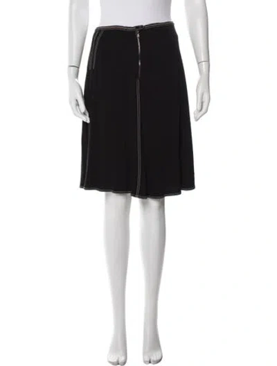 Pre-owned Hermes Pleated Accents Knee-length Skirt In Black