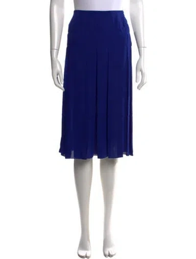 Pre-owned Hermes Pleated Accents Midi Length Skirt In Blue
