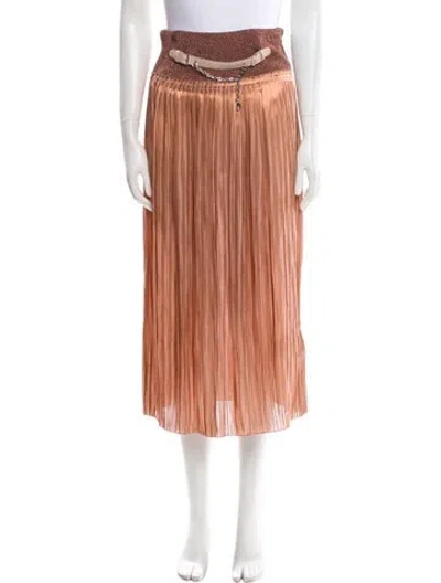 Pre-owned Hermes Pleated Accents Midi Length Skirt In Neutral