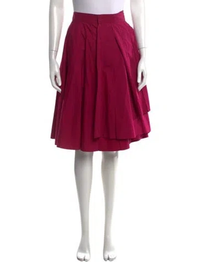 Pre-owned Hermes Pleated Accents Midi Length Skirt In Pink