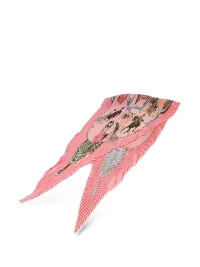 Pre-owned Hermes Pleated Silk Scarf In Pink