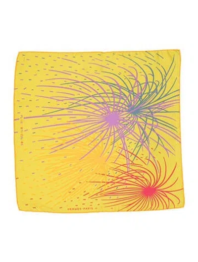 Pre-owned Hermes Pluie D'etincelles Cashmere Twilly Scarf In Yellow