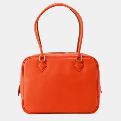 Pre-owned Hermes Plume Capucines Swift Leather Size Mini In Orange