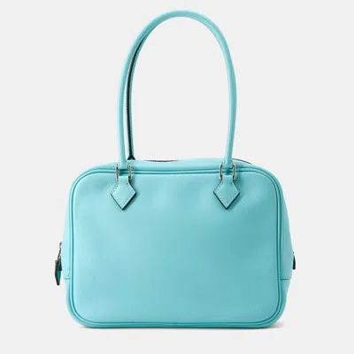 Pre-owned Hermes Plume Mini Blue Atoll Swift Leather Bag