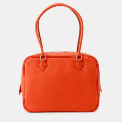 Pre-owned Hermes Plume Mini Capucines Swift Handbag In Orange