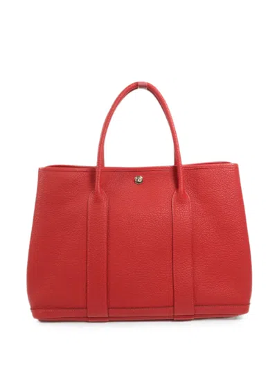 Pre-owned Hermes Pm Garden Party Calfskin Tote Bag In Red