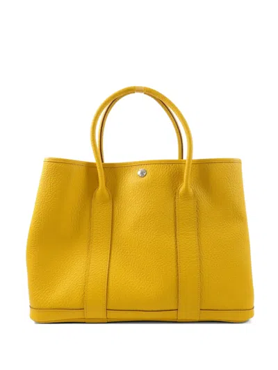 Pre-owned Hermes Pm Garden Party Negonda-leather Tote Bag In Yellow