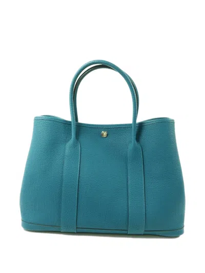 Pre-owned Hermes Pm Garden Party Tote Bag In Blue