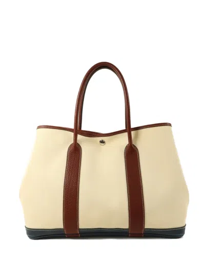 Pre-owned Hermes Pm Garden Party Tote Bag In Neutral