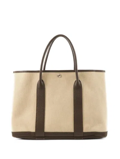 Pre-owned Hermes Pm Garden Party Tote Bag In Neutral