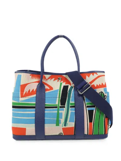 Pre-owned Hermes Pm Garden Party Two-way Handbag In Blue