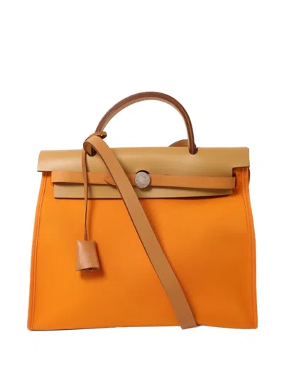 Pre-owned Hermes Pm Herbag 2 Tote Bag In Orange