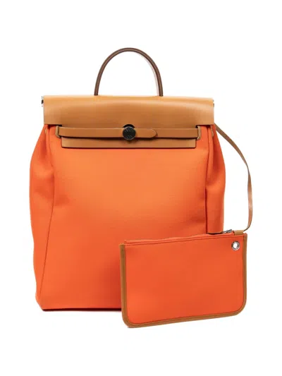 Pre-owned Hermes Pm Herbag A Dos Backpack In Orange
