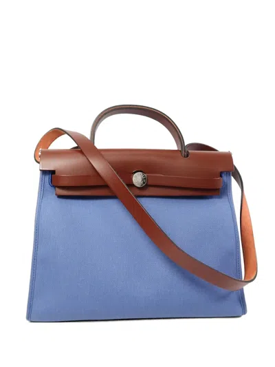 Pre-owned Hermes Pm Herbag Tote Bag In Blue