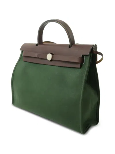 Pre-owned Hermes Pm Herbag Tote Bag In Green