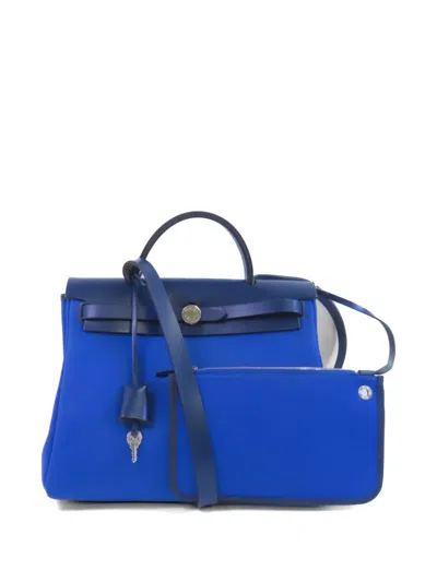 Pre-owned Hermes Pm Herbag Two-way Handbag In Blue