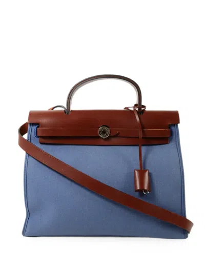 Pre-owned Hermes Pm Herbag Two-way Tote Bag In Blue