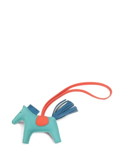 Pre-owned Hermes Pm Milo Rodeo Horse Charm In Blue