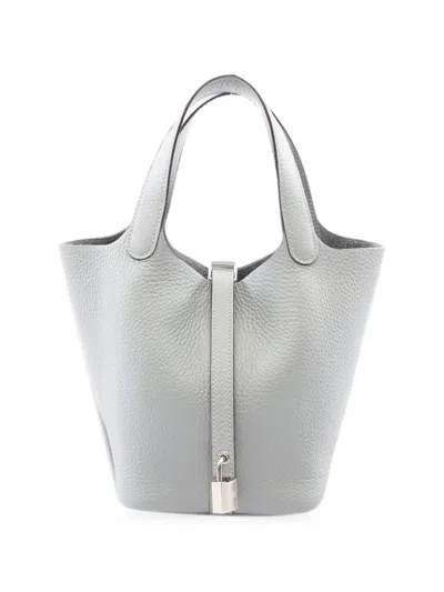 Pre-owned Hermes Pm Picotin Lock Tote Bag In Grey