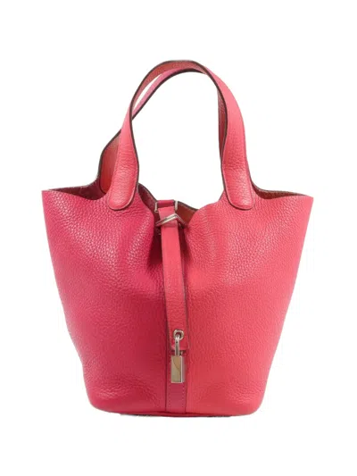 Pre-owned Hermes Pm Picotin Tote Bag In Pink