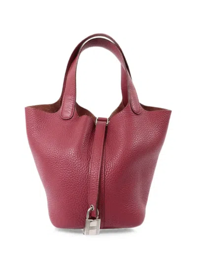 Pre-owned Hermes Pm Picotin Tote Bag In Red
