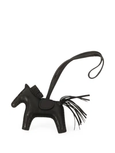 Pre-owned Hermes Pm Rodeo Bag Charm In Black