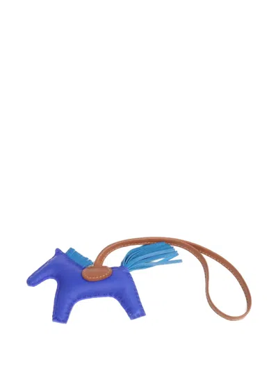 Pre-owned Hermes Pm Rodeo Bag Charm In Blue