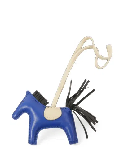 Pre-owned Hermes Pm Rodeo Bag Charm In Blue