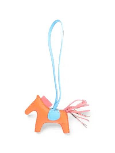 Pre-owned Hermes Pm Rodeo Bag Charm In Orange
