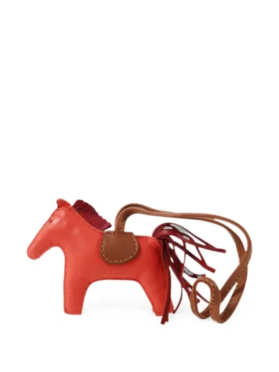 Pre-owned Hermes Pm Rodeo Bag Charm In Pink