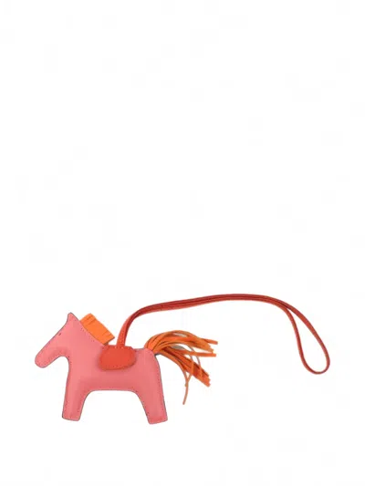 Pre-owned Hermes Pm Rodeo Bag Charm In Pink