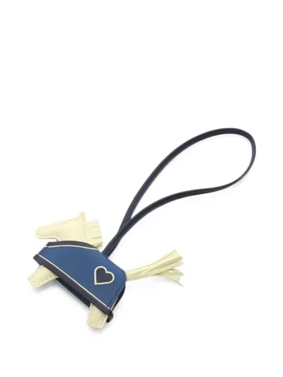 Pre-owned Hermes Pm Rodeo Cœur Bag Charm In Blue