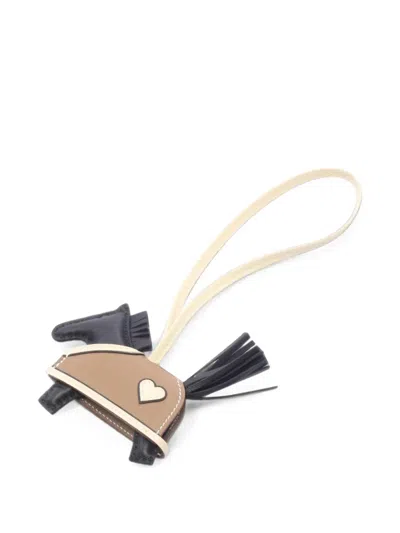 Pre-owned Hermes Pm Rodeo Heart Bag Charm In Black