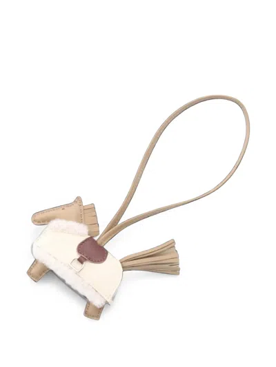 Pre-owned Hermes Pm Rodeo Horse Bag Charm In Neutrals
