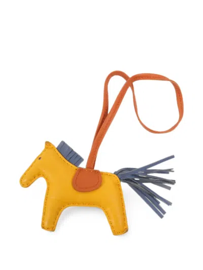 Pre-owned Hermes Pm Rodeo Horse Bag Charm In Yellow