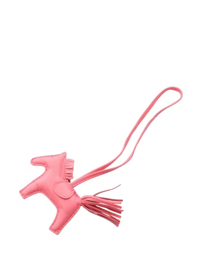 Pre-owned Hermes Pm Rodeo Horse Leather Bag Charm In Pink