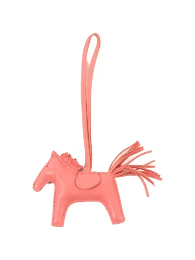 Pre-owned Hermes Pm Rodeo Leather Bag Charm In Pink