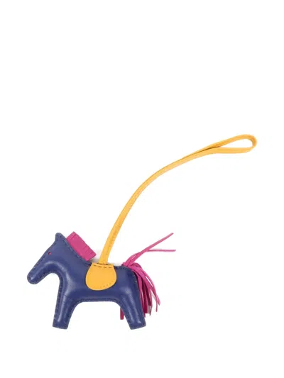 Pre-owned Hermes Pm Rodeo Leather Charm In Blue