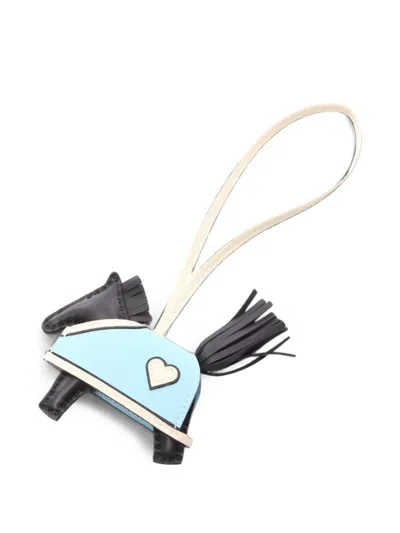 Pre-owned Hermes Pm Rodeo Loveo Bag Charm In Blue