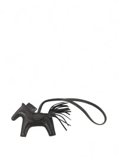 Pre-owned Hermes Pm Rodeo Milo Bag Charm In Black