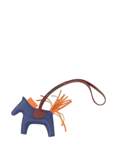 Pre-owned Hermes Pm Rodeo Milo Bag Charm In Blue